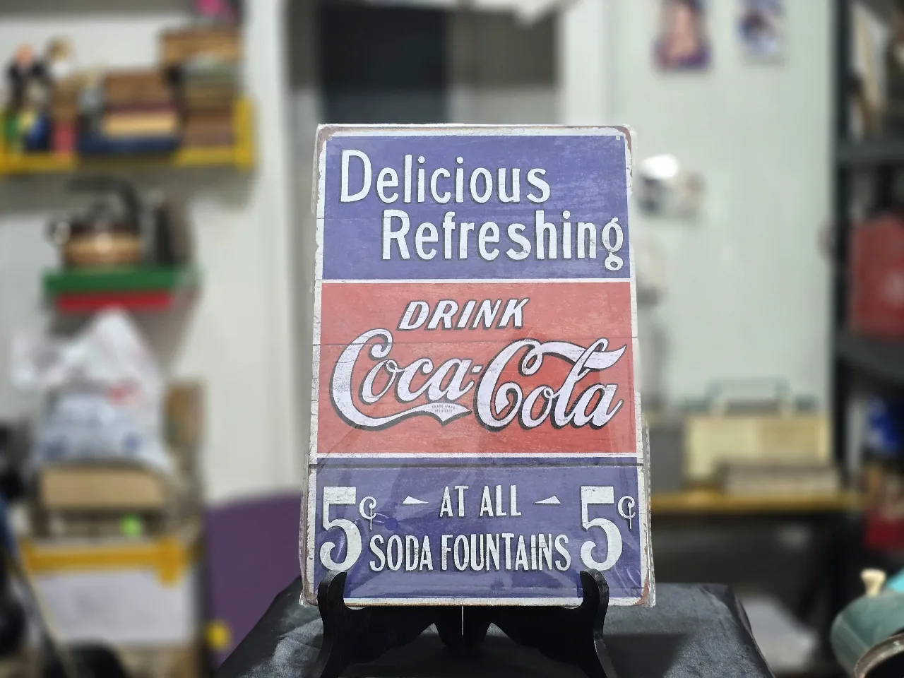 Coca Cola קוקה קולה שלט פח ישן, וינטג'. מידות - 30X20 סמ מצב שמור היטב.