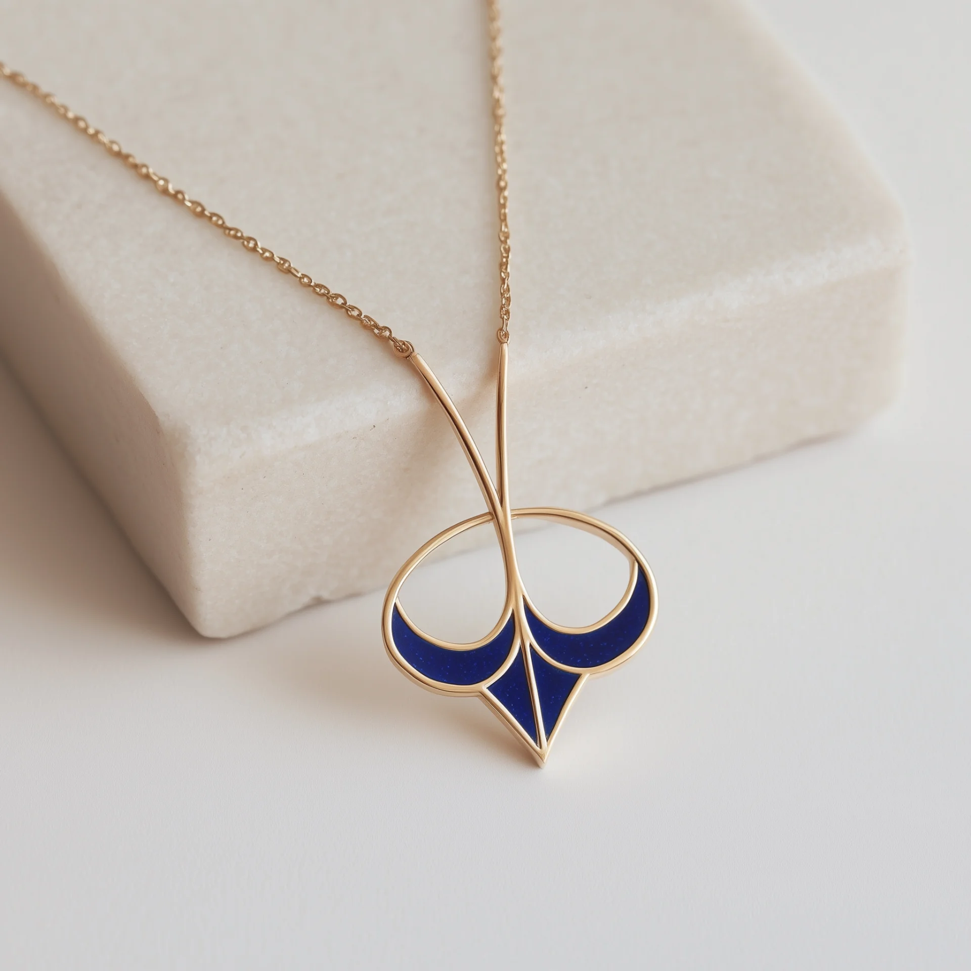 תליון זהב עם אמייל כחול – השראה מצרית עם נגיעה מודרנית