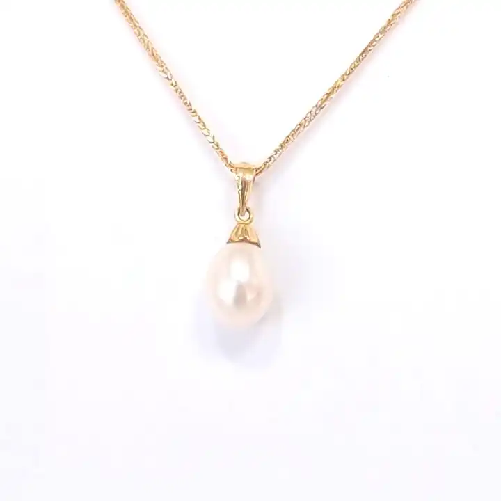 תליון זהב 14K עם פנינת ים טבעית כולל שרשרת זהב 14K