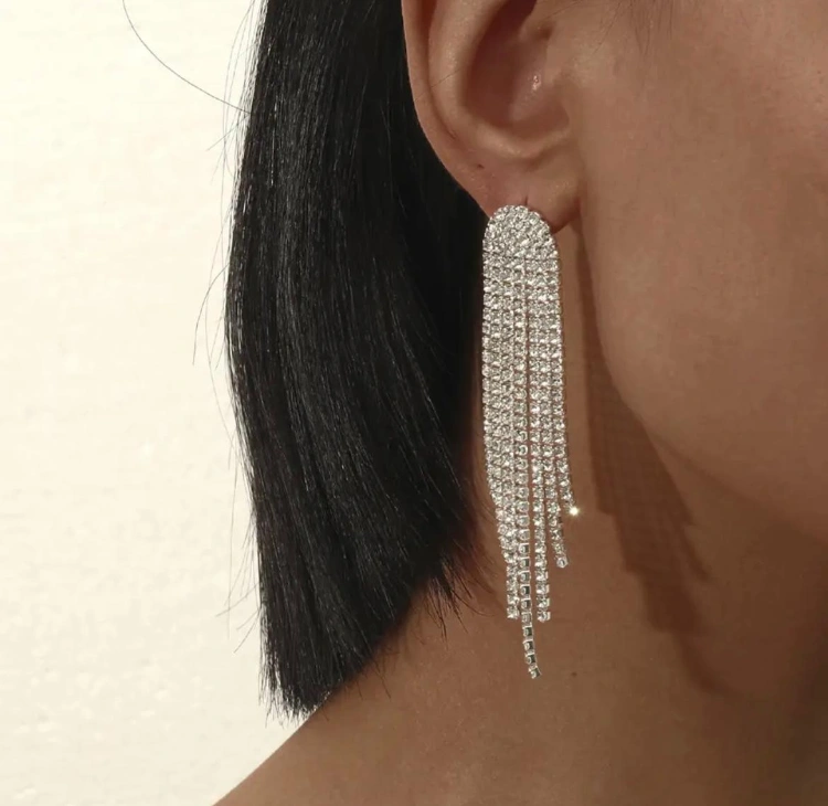 עגילי ערב משובץ אבנים