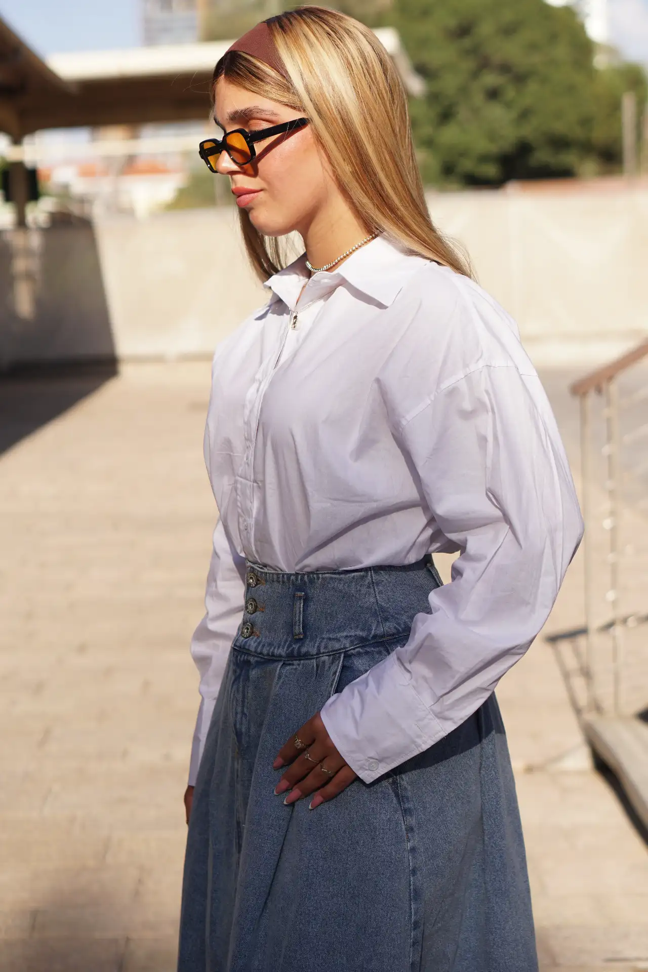 חצאית ג'ינס קפלים