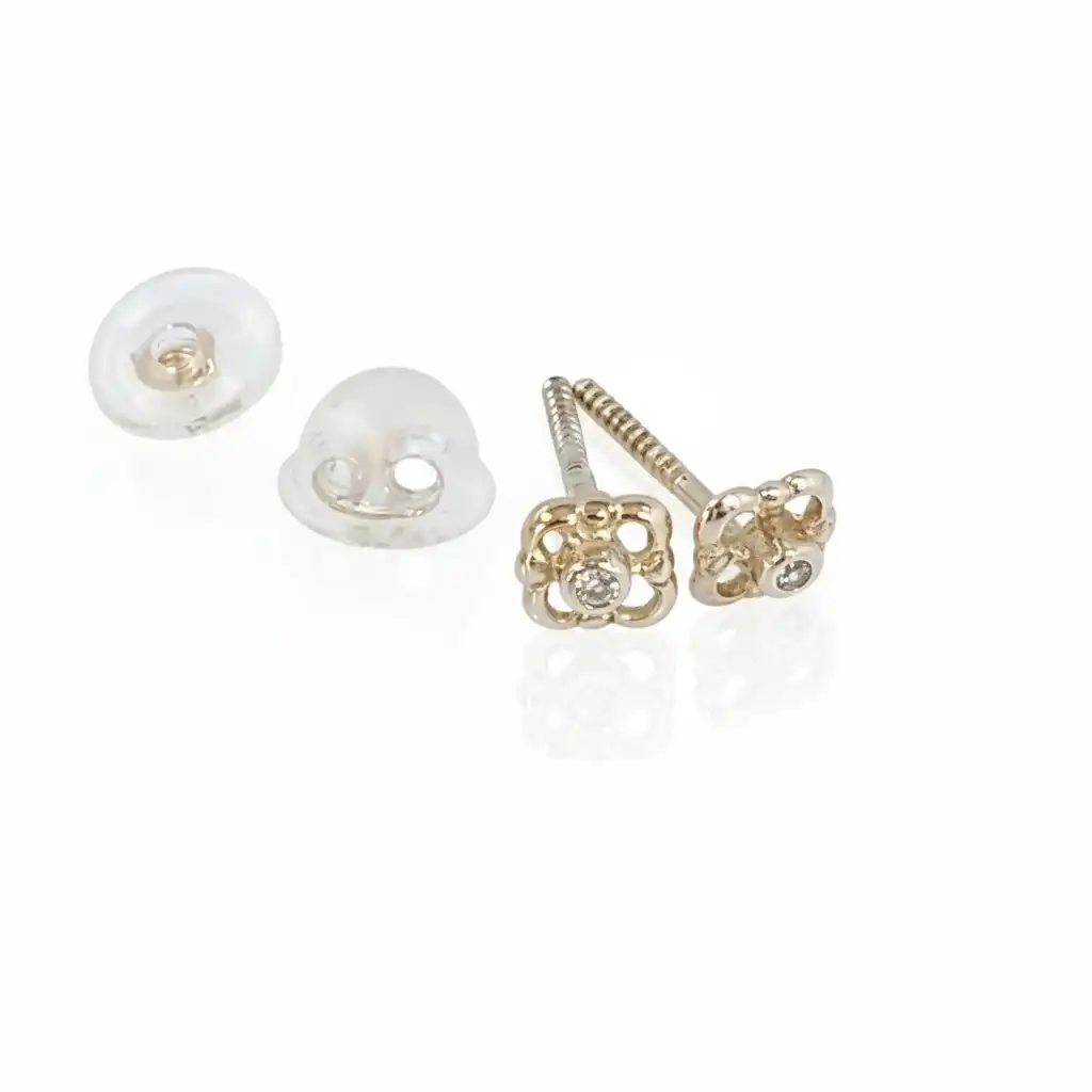 עגילים צמודים לנערה זהב 14K