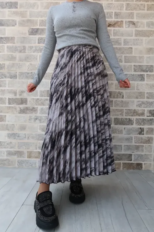 חצאית סאטן-בגווני אפור