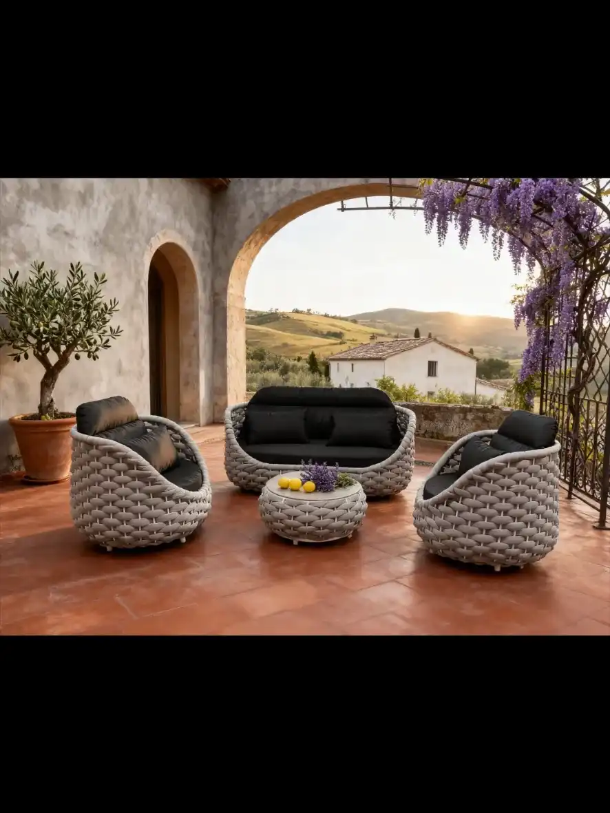 פינת ישיבה דגם "מילאנו" צבע אפור/שחור