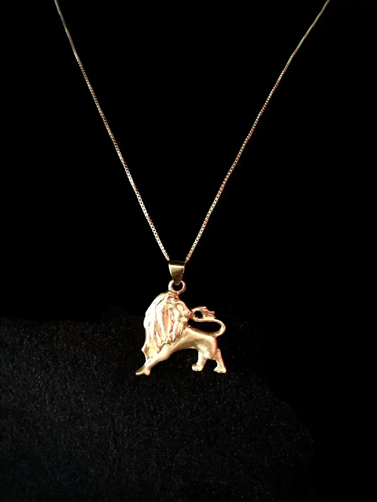 14K Gold Lion Pendant Necklace