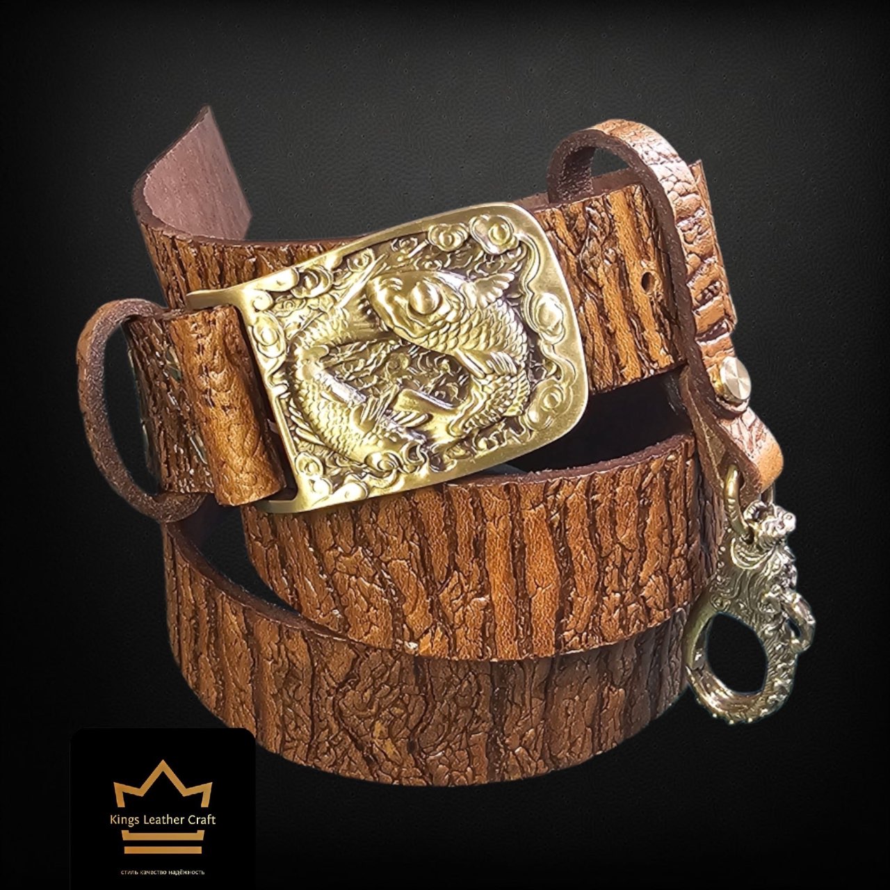 חגורת עור חומה במגוון מידות