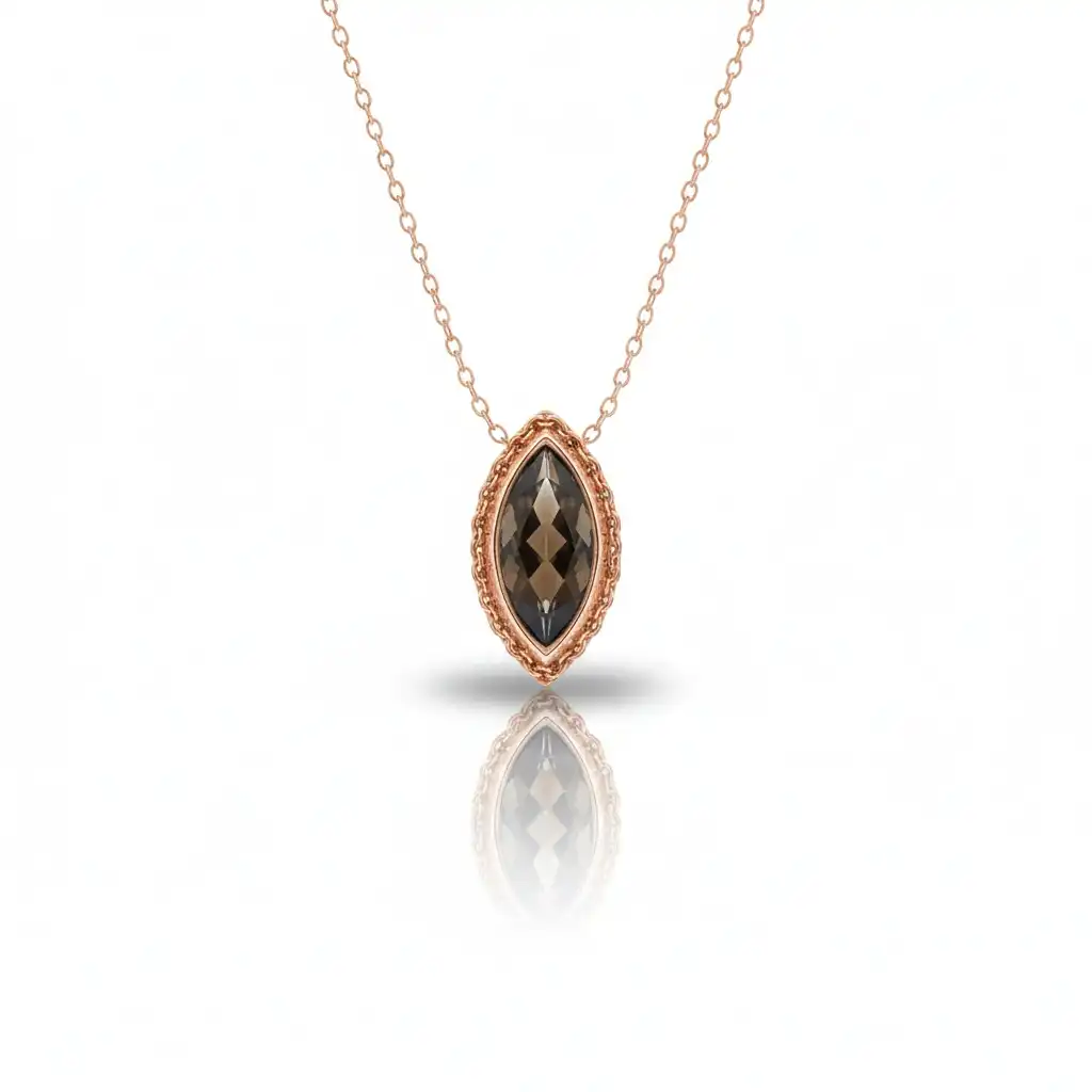 תליון עם אבן טופז סמוקי כןלל שרשרת זהב 14K