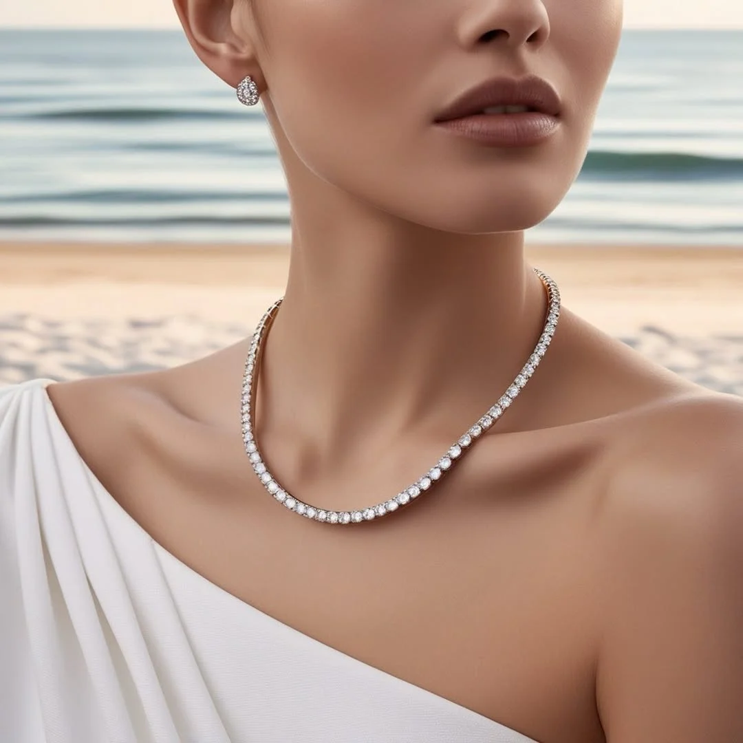 שרשרת טניס זהב לבן 18 קארט