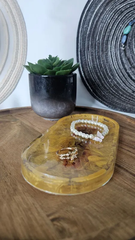 "מגש תכשיטים יוקרתי צהוב-בורדו"