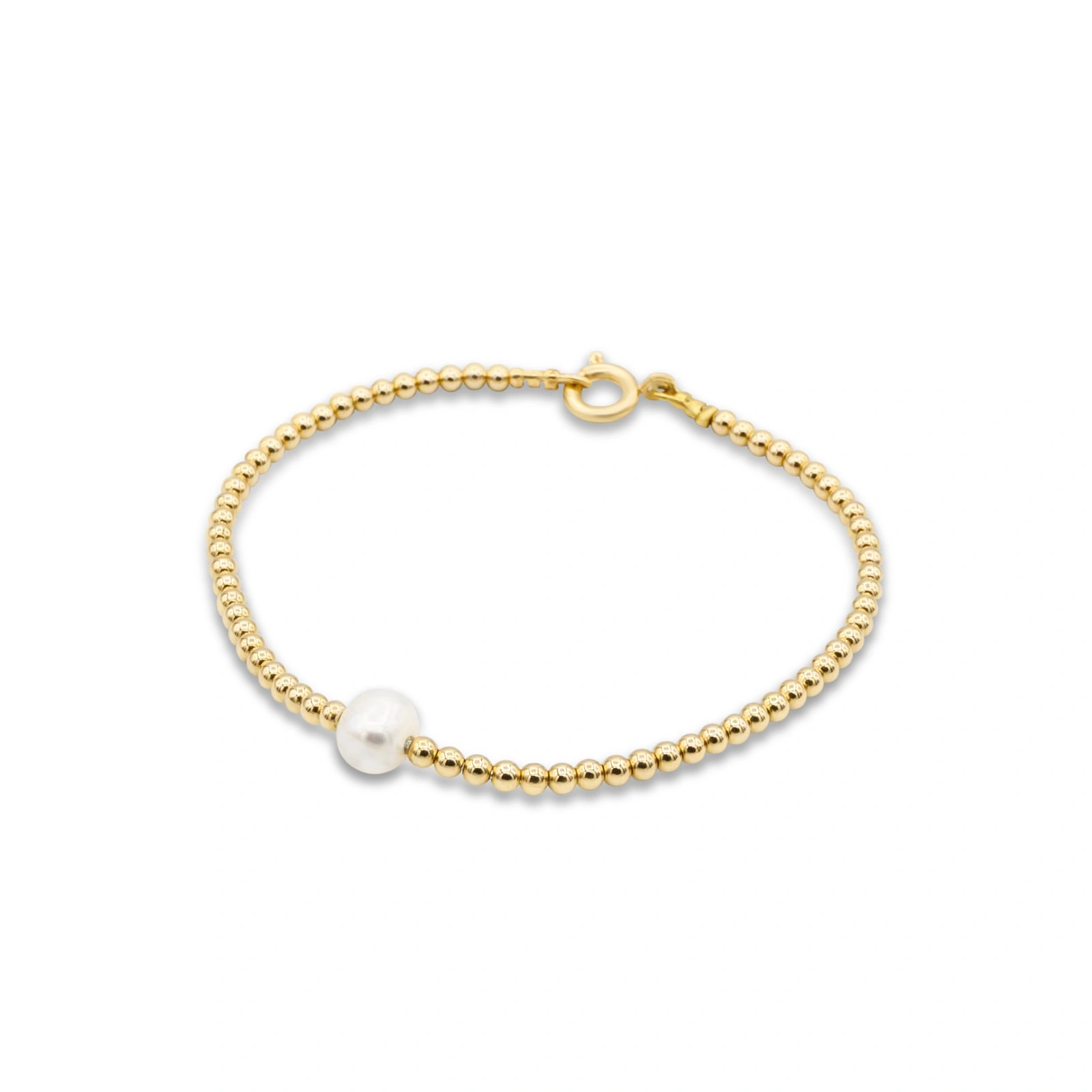 צמיד גולדפילד כדורים בשעלוב פנינה מתורבתת