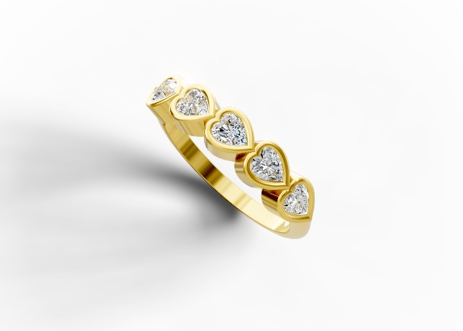 טבעת לבבות זהב ויהלומים – אהבה נוצצת