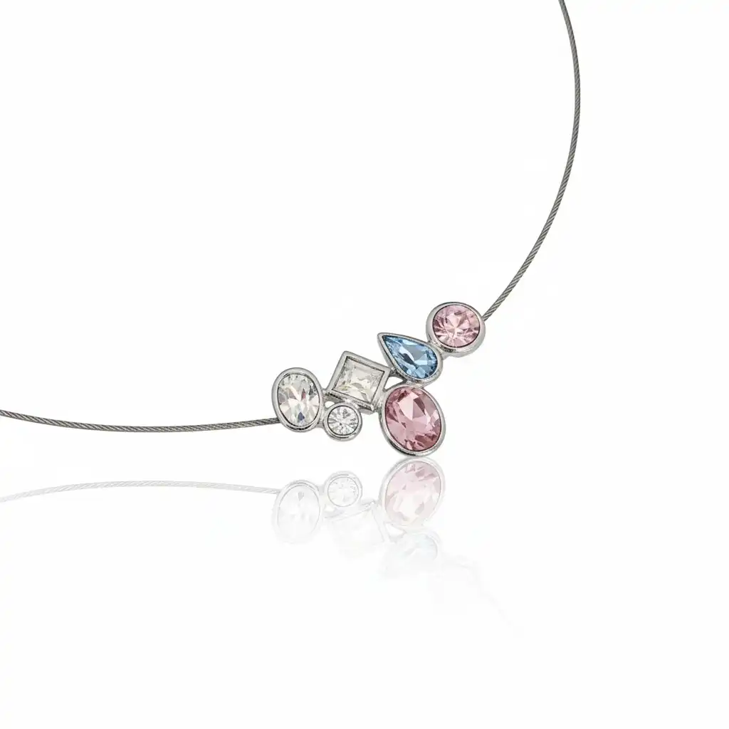 קולייר כסף 925 משובץ באבני חן תוצרת צרפת