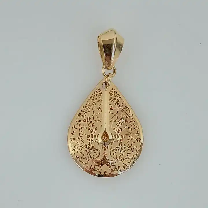 תליון זהב 14K   מודרני ענק בעיצוב  תחרה תוצרת איטליה