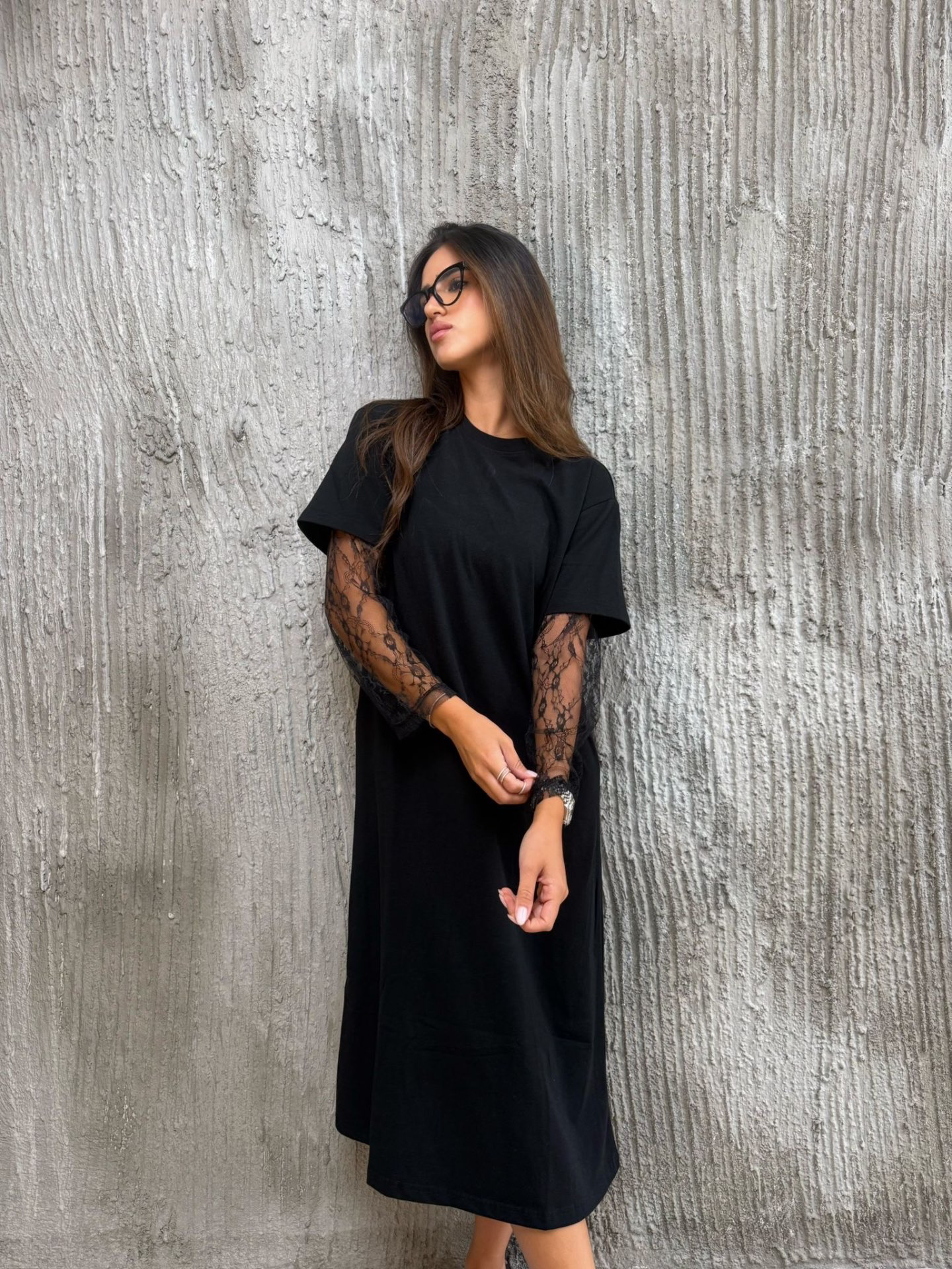 שמלת תחרה שחור