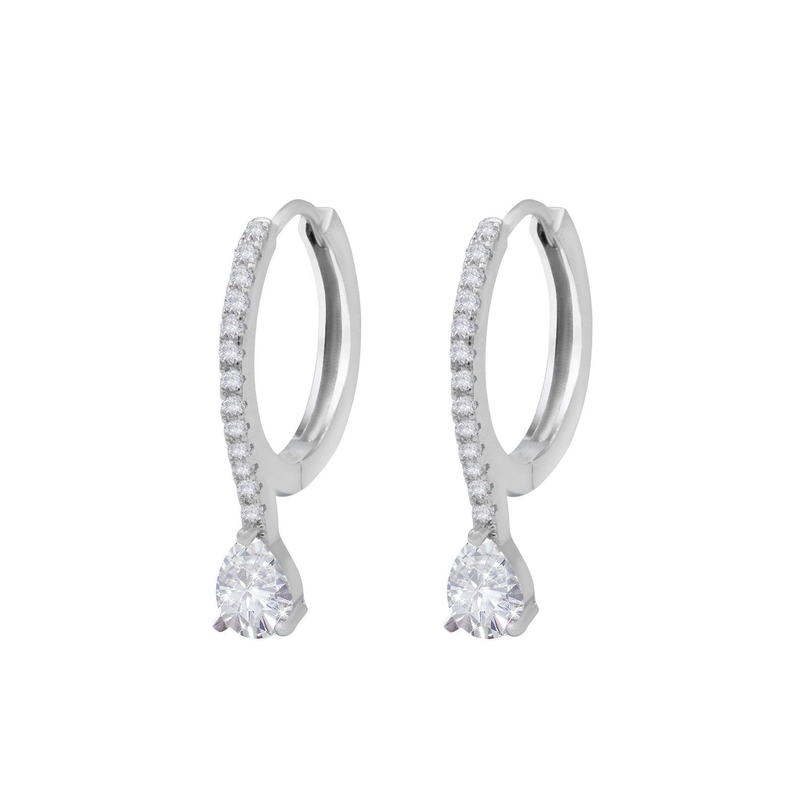 עגיל  כסף תלוי חישוק עם זירקון טיפה