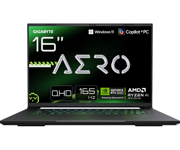 מחשב נייד GIGABYTE AERO X16 Ryzen AI 9 HX370 32GB DDR5 1TB NVMe RTX5070 16" QHD+ כולל מערכת הפעלה Windows 11 Pro