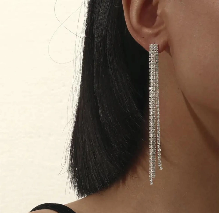 עגילי ערב משובץ אבנים