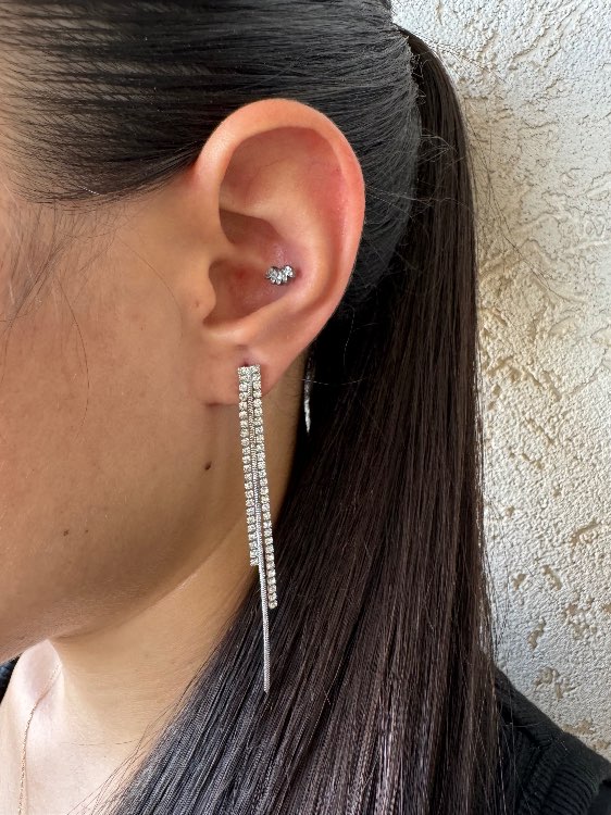 זוג עגילי טניס ערב כפול כסף