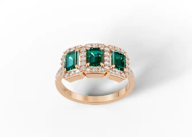 טבעת יהלומים עם אבני אמרלד