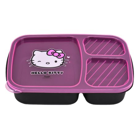 קופסת אוכל מחולקת שלושה תאים-הלו קיטי