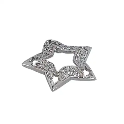 תליון כסף - תליון מחומש משובץ