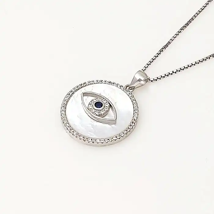 תליון נגד עין הרע על בסיס צדף פנינה כסף 925