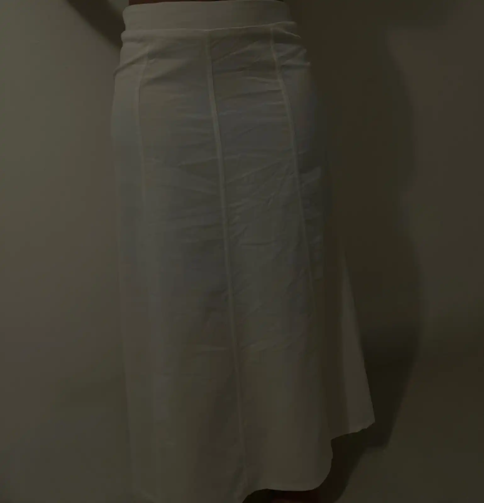 חצאית בד פישתן גזרה A - לבן