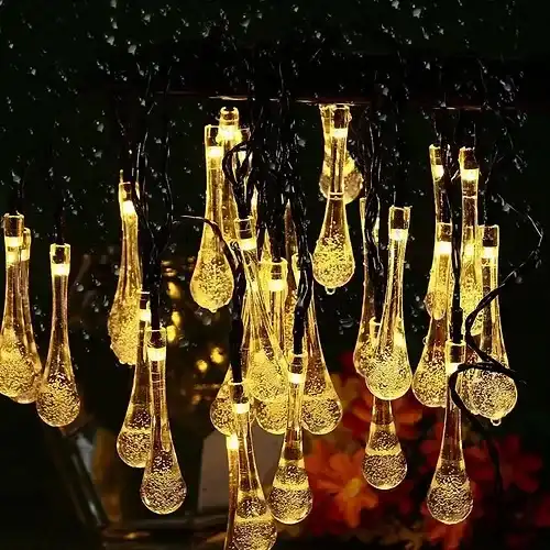 גרילנדה בעיצוב טיפות שקופות - נטיפי אור חם