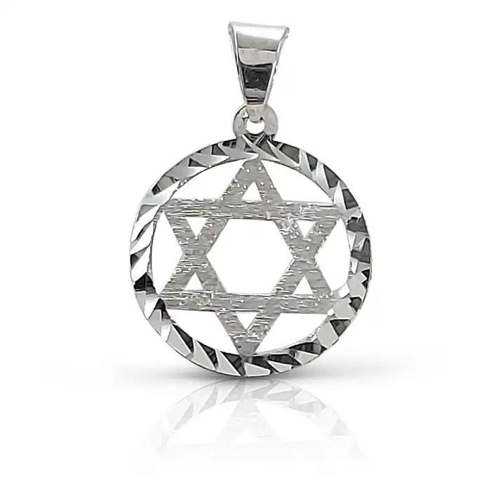 תליון מגן דוד בחריטה מבריקה 14K