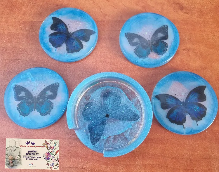 תחתית קפה - דגם פרפרים