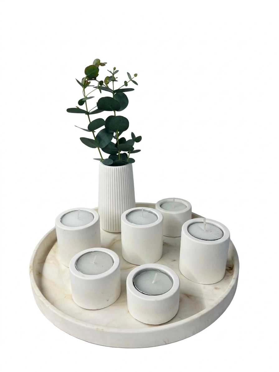 מגש עגול גדול בשילוב 6 פמוטים