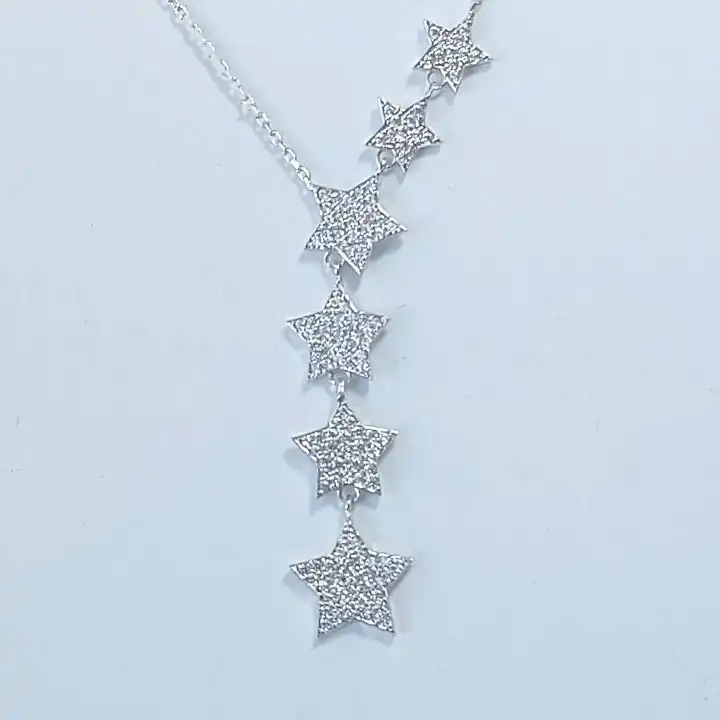 קולייר זהב 14K  מודרני משובץ בזרקוניה כולל שרשרת תוצרת איטליה