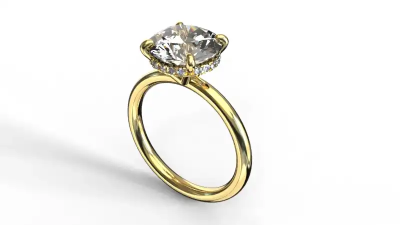 טבעת יהלומים לאירוסין עם הילה חבויה