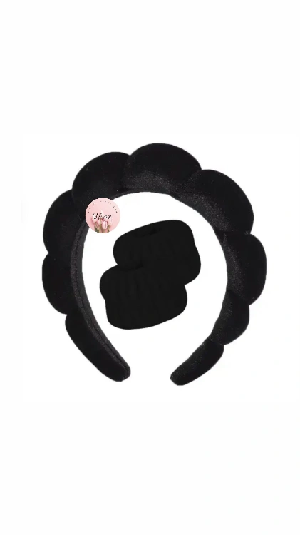 סט קשת לראש וצמידי יד לשטיפת פנים וטיפוח