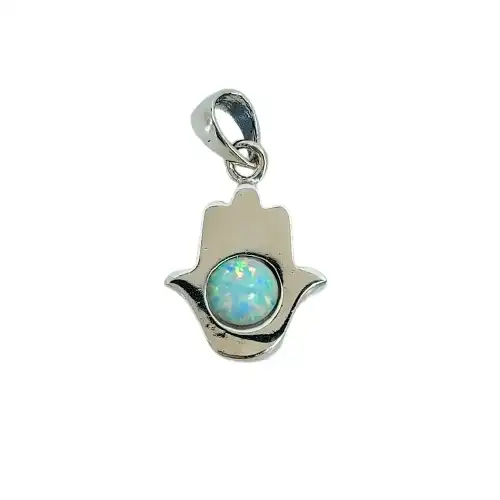 תליון חמסה יודאיקה עם אבן אופל כסף 925