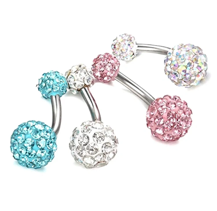 עגילי טבור משובץ אבנים