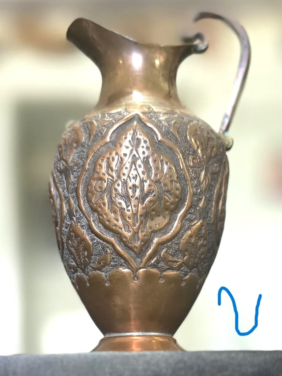 קנקן נחושת מהמם גובה 11 ס'מ .................(2)
