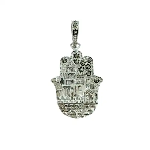 תליון  חמסה עם  כותל  יודאיקה  כסף 925