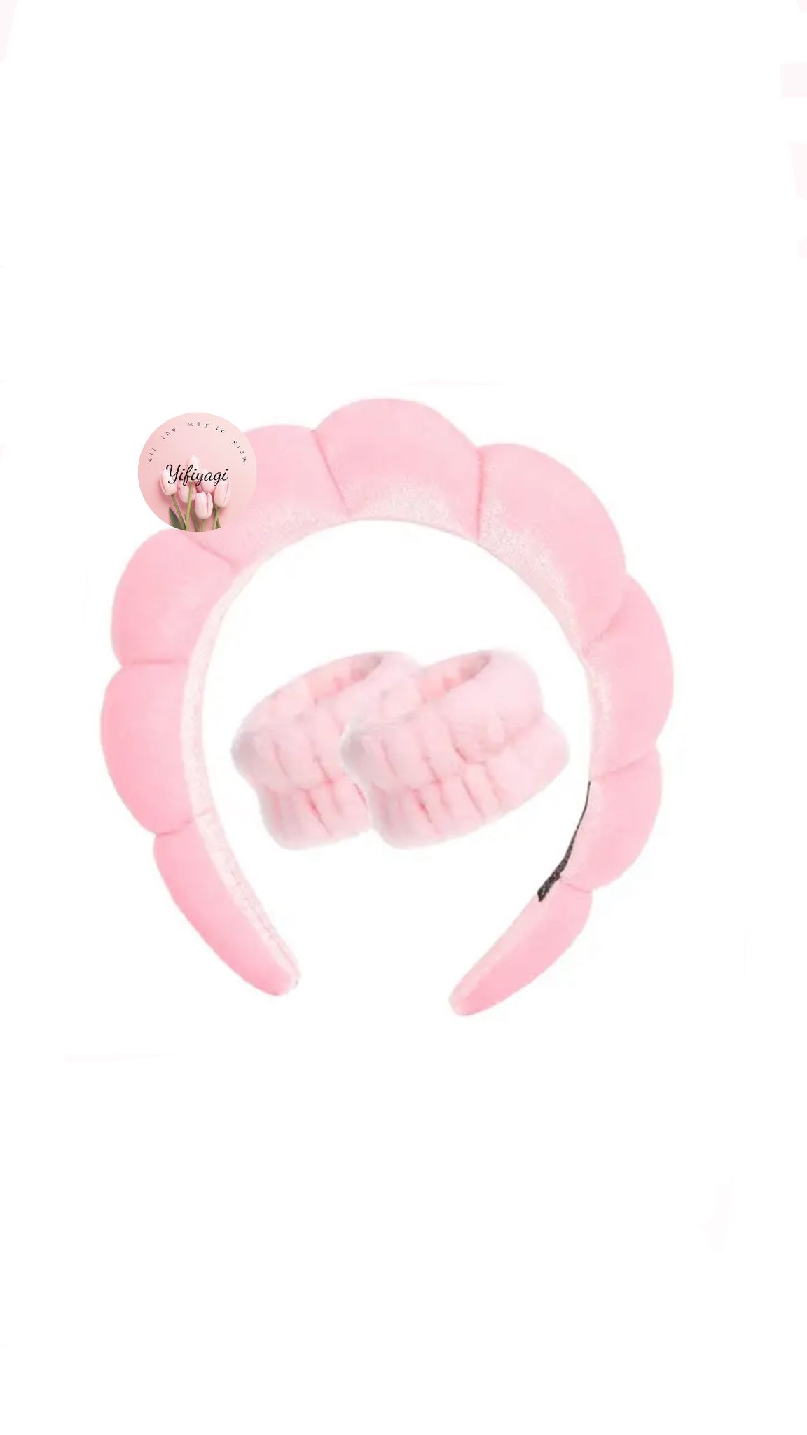 סט קשת לראש וצמידי יד לשטיפת פנים וטיפוח