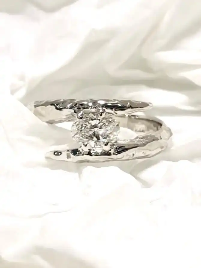 White gold engagement ring with a 0.5 carat lab grown diamond