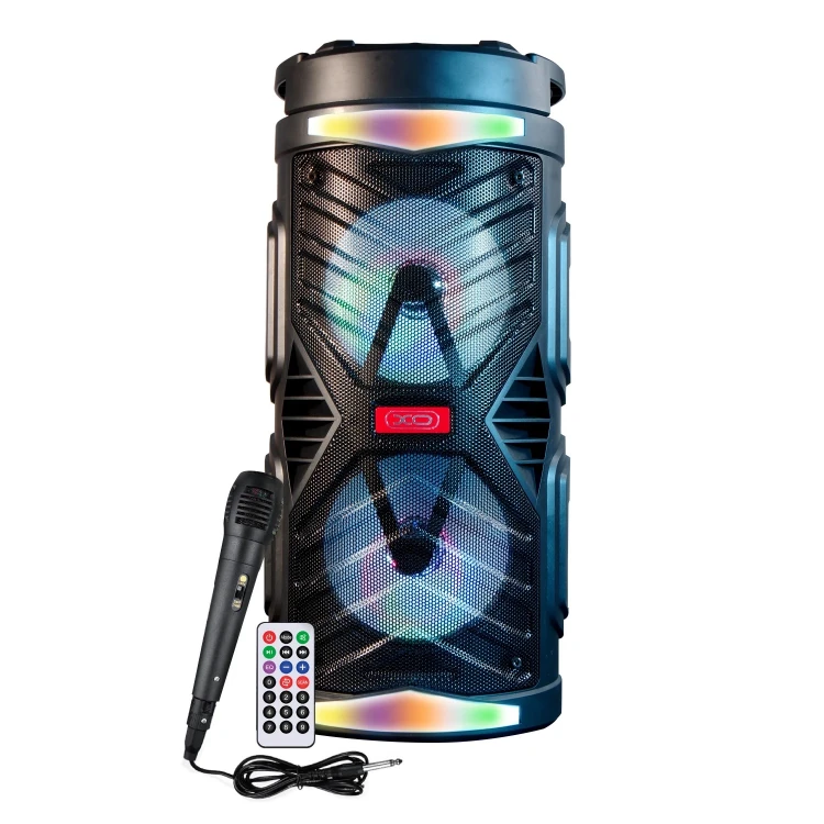 רמקול נייד גדול עם מיקרופון ותאורת לד