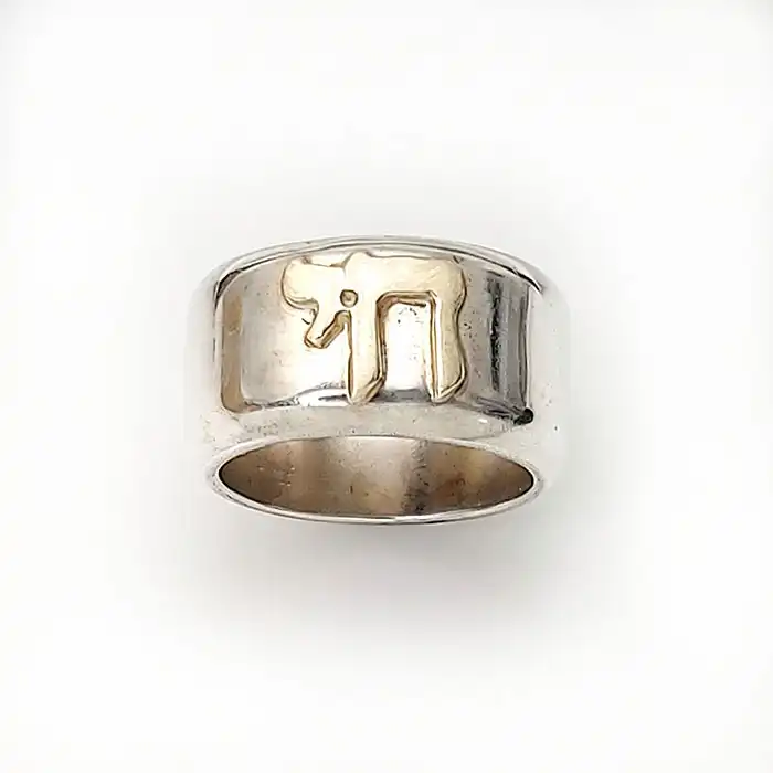 טבעת חי כסף 925 בשלוב זהב