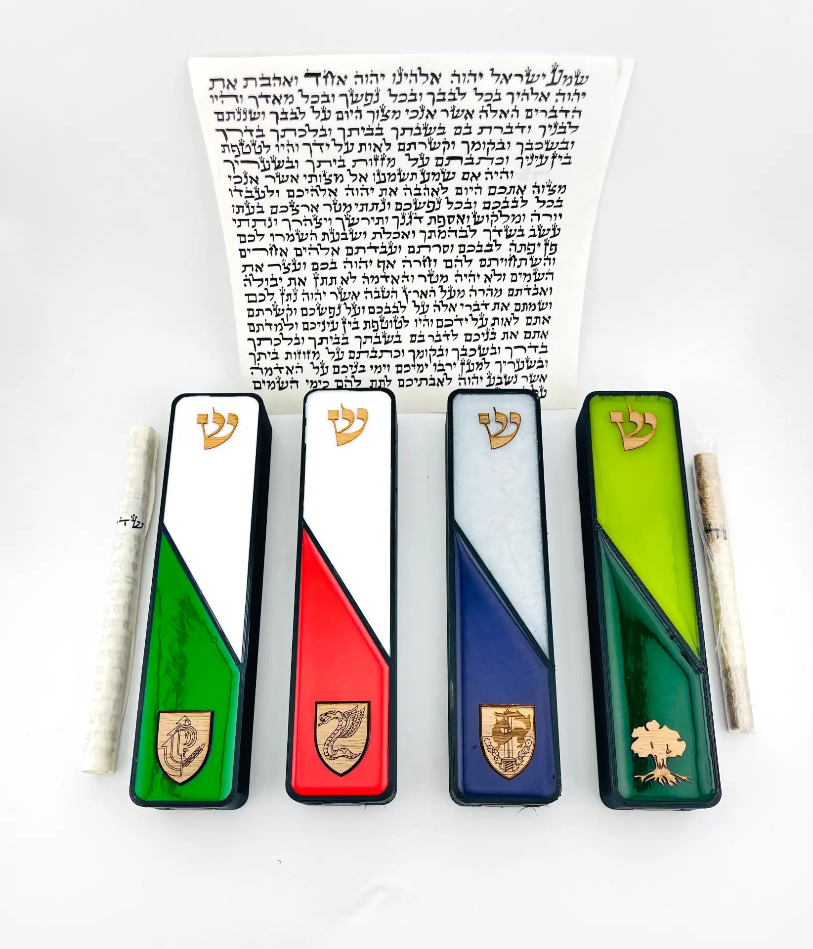 מזוזה חצויה בצבעי דגל היחידה כולל סמל היחידה (ללא קלף)