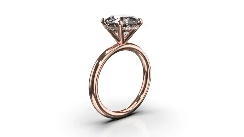 טבעת יהלומים לאירוסין עם הילת יהלומים נסתרת