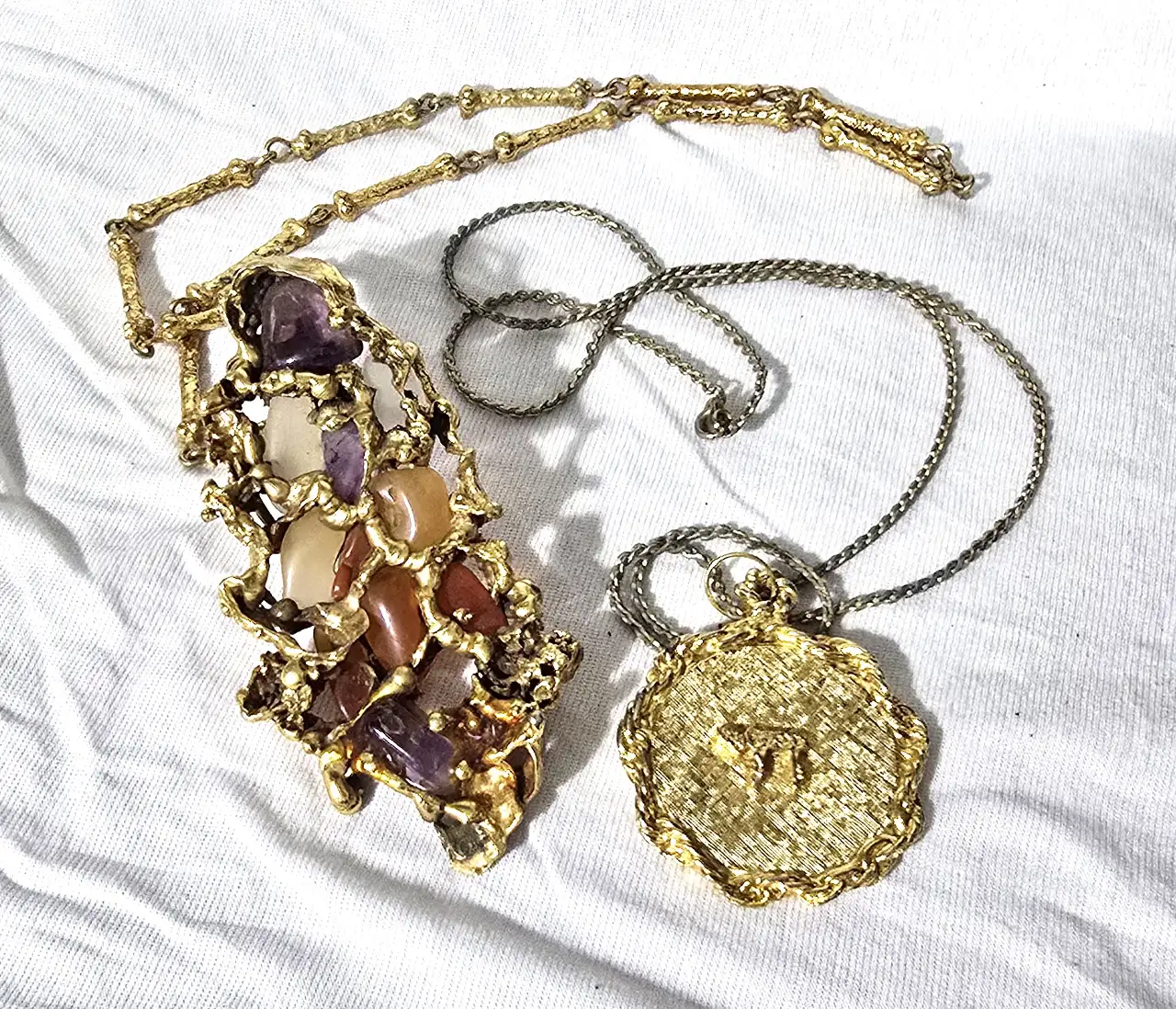 זוג פריטי אופנה ואביזרים אבנים אמיתיות בתליון הגדול