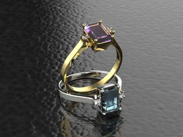 טבעת אבן חן עם יהלומים