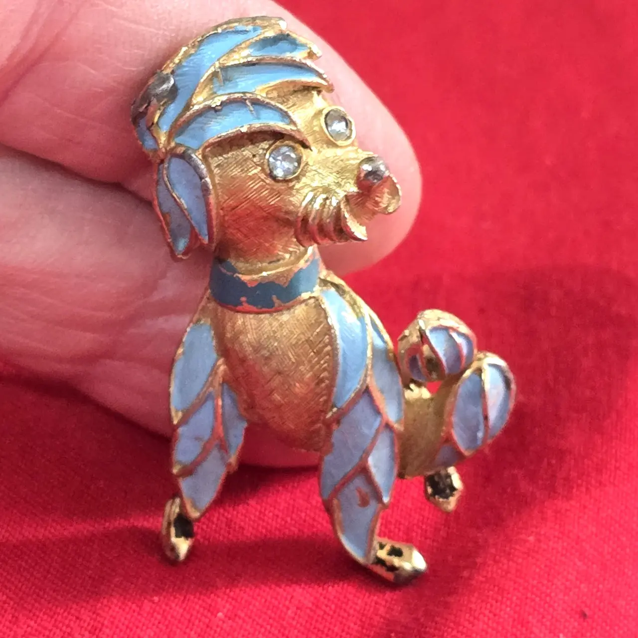 סיכת דש וינטאג' צרפתי מעוטרת אמייל, 5X3 ס"מ