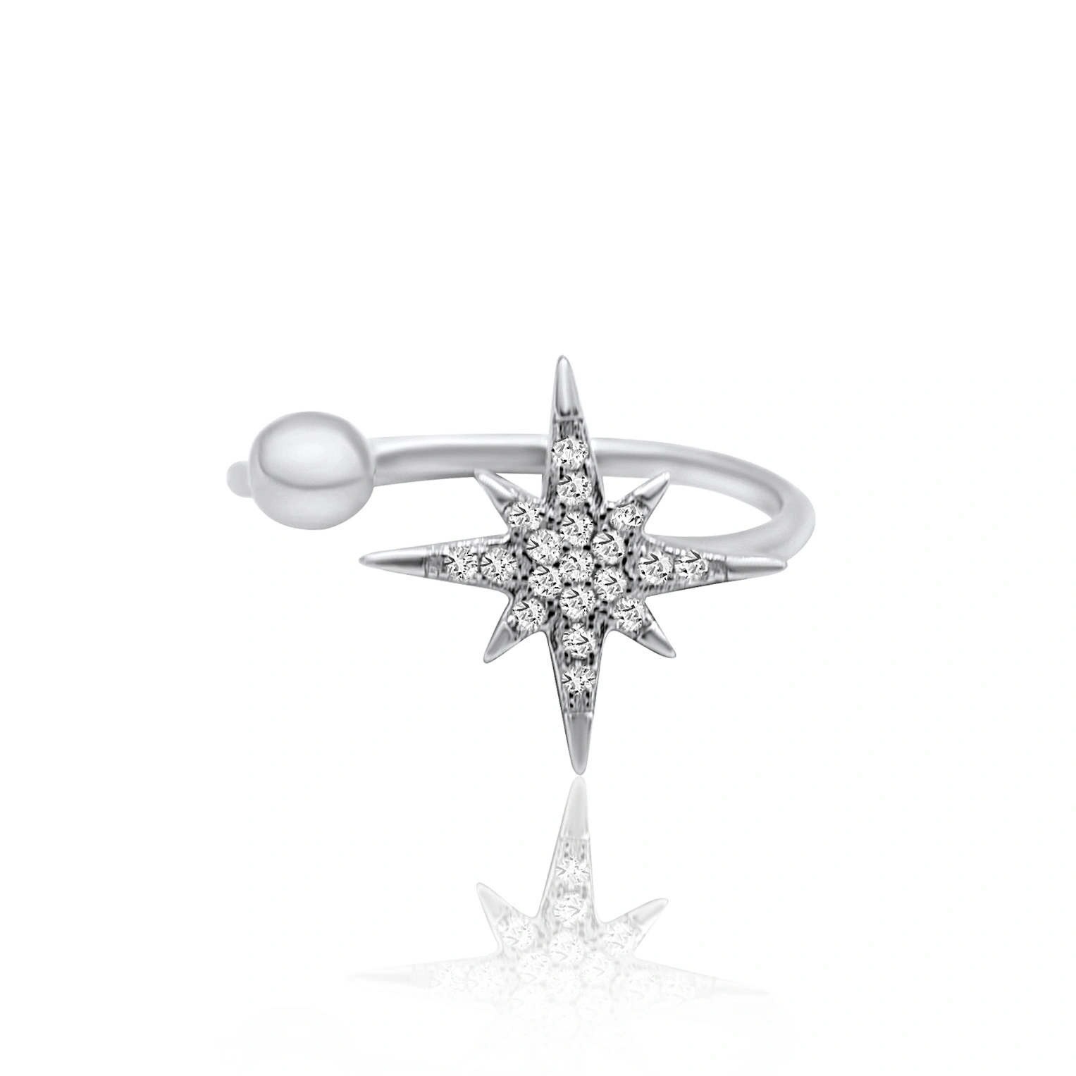 טבעת כוכב פתוחה עשויה כסף