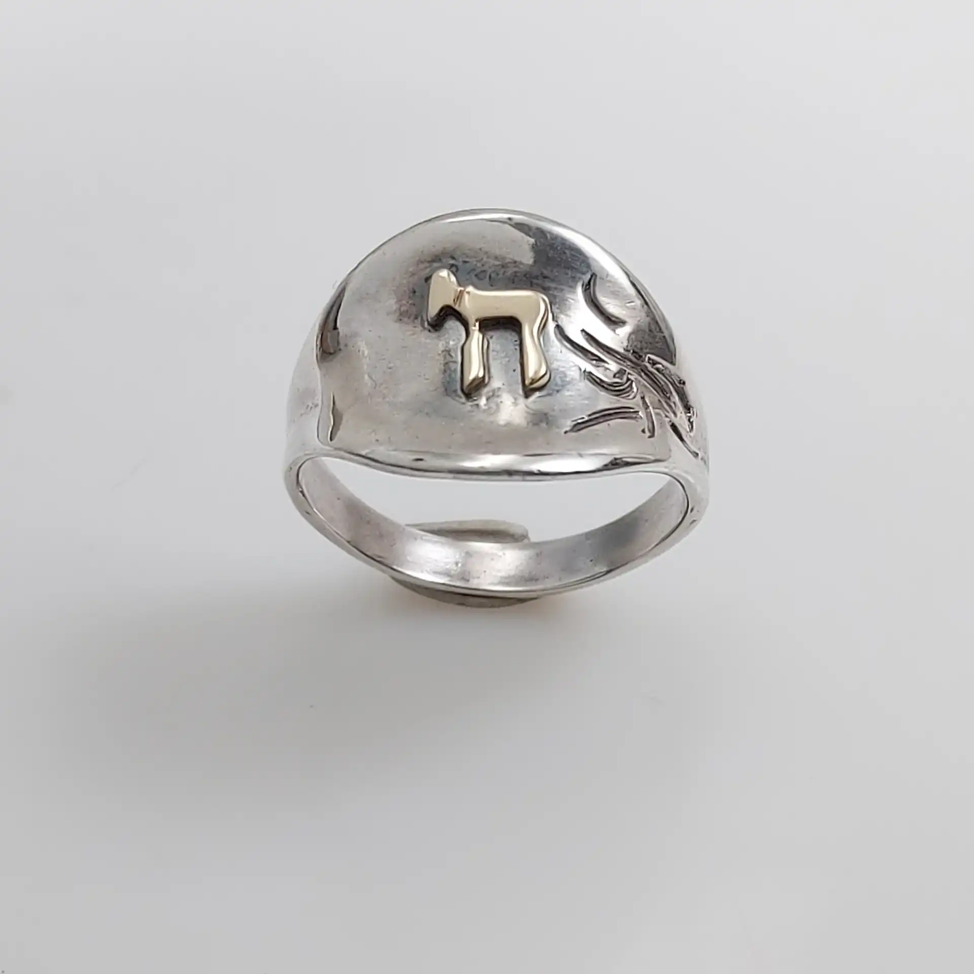 טבעת חי כסף 925 בשלוב זהב יודאיקה