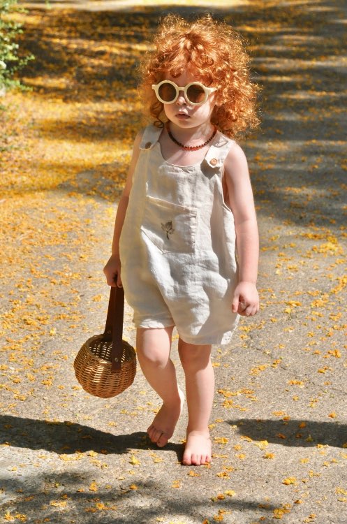 אוברול פשתן עם הדפס בוטני